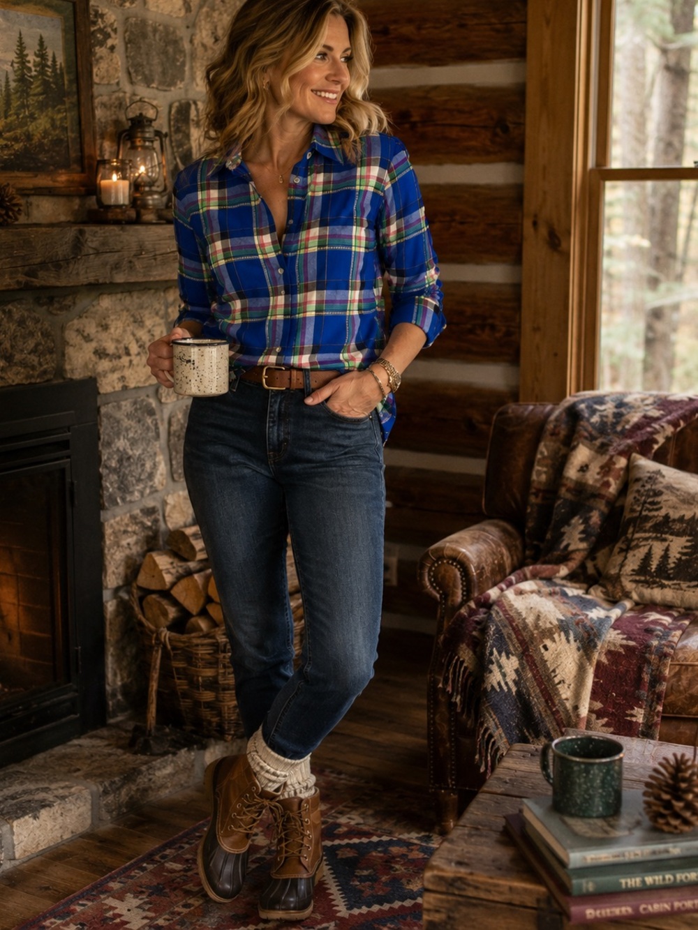 Talbots Blue Plaid Button-Down Shirt